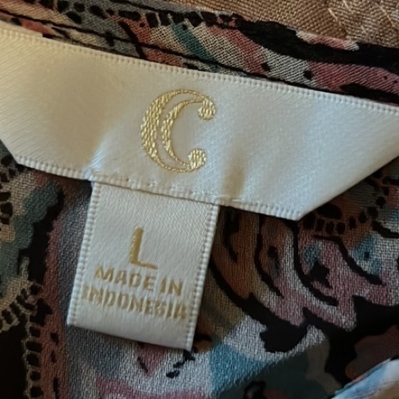 3. C Boho Blouse in Paisley Print, Split Sleeves, Size Large - Picture 13 of 16